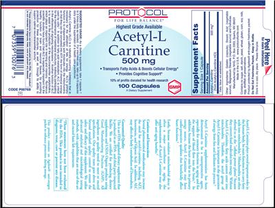 Photo of the Protocol For Life Balance Acetyl-L Carnitine 500 mg label