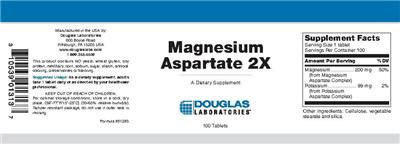 Photo of the Douglas Laboratories Magnesium Aspartate 2X label