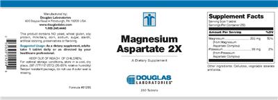 Photo of the Douglas Laboratories Magnesium Aspartate 2X label
